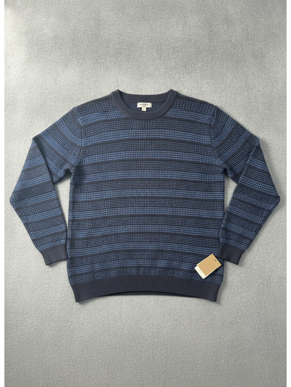 Men's Blue and Black Striped Crewneck Sweater Size M